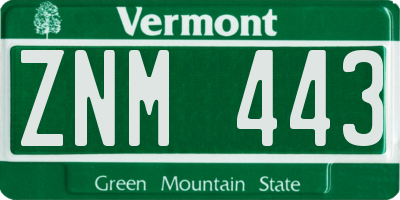 VT license plate ZNM443