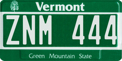 VT license plate ZNM444