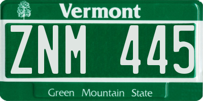 VT license plate ZNM445