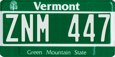 VT license plate ZNM447