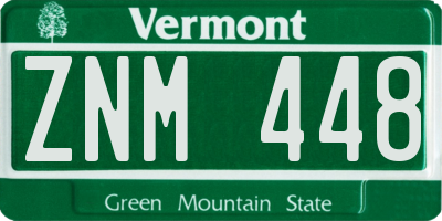 VT license plate ZNM448