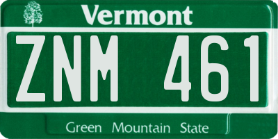 VT license plate ZNM461