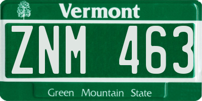 VT license plate ZNM463