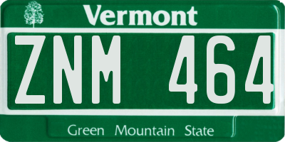 VT license plate ZNM464