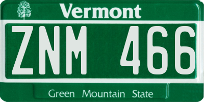 VT license plate ZNM466