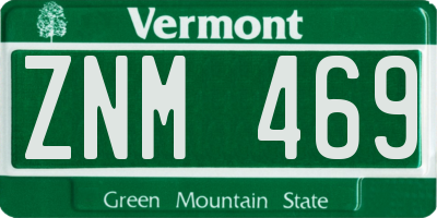 VT license plate ZNM469