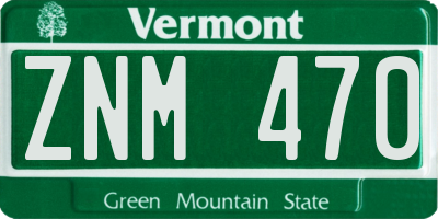 VT license plate ZNM470