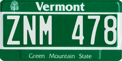 VT license plate ZNM478