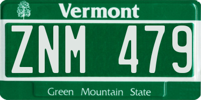 VT license plate ZNM479