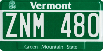 VT license plate ZNM480