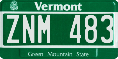 VT license plate ZNM483