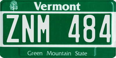 VT license plate ZNM484