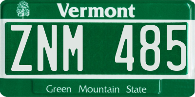 VT license plate ZNM485