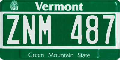 VT license plate ZNM487