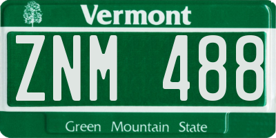 VT license plate ZNM488