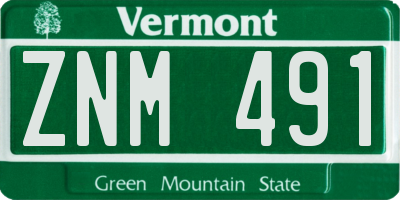 VT license plate ZNM491