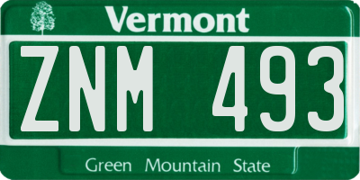 VT license plate ZNM493