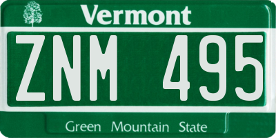 VT license plate ZNM495