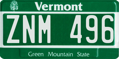 VT license plate ZNM496