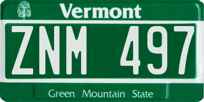 VT license plate ZNM497