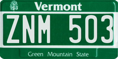 VT license plate ZNM503