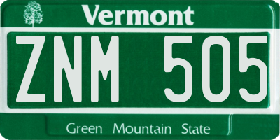 VT license plate ZNM505
