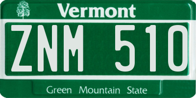 VT license plate ZNM510