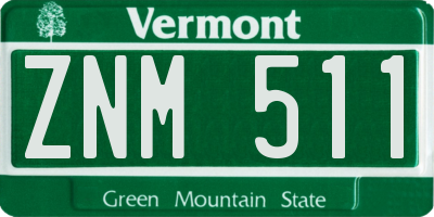 VT license plate ZNM511
