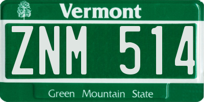 VT license plate ZNM514