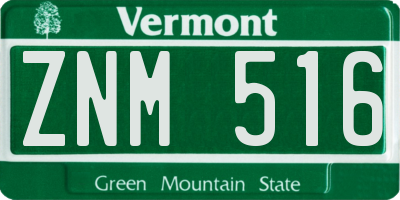 VT license plate ZNM516