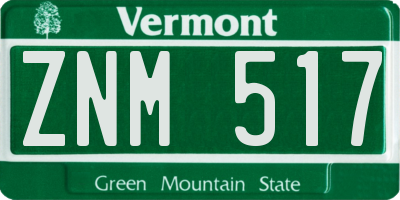 VT license plate ZNM517