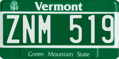 VT license plate ZNM519