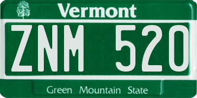 VT license plate ZNM520