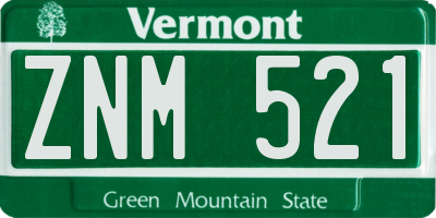 VT license plate ZNM521