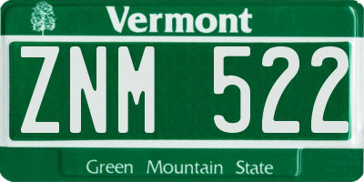 VT license plate ZNM522