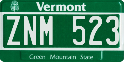VT license plate ZNM523