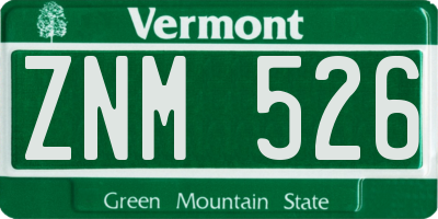 VT license plate ZNM526