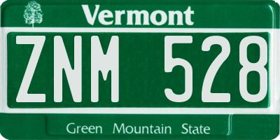 VT license plate ZNM528