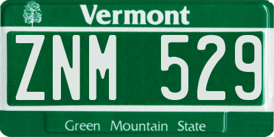 VT license plate ZNM529