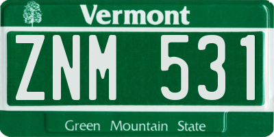 VT license plate ZNM531