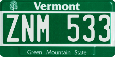 VT license plate ZNM533