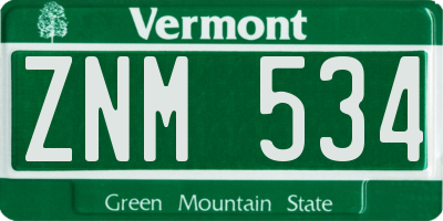 VT license plate ZNM534