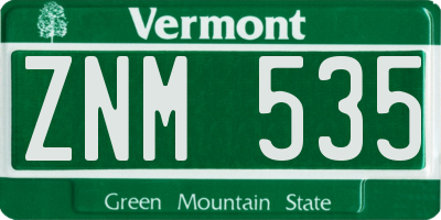 VT license plate ZNM535
