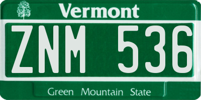 VT license plate ZNM536