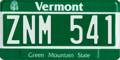 VT license plate ZNM541