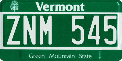 VT license plate ZNM545
