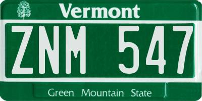 VT license plate ZNM547