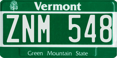 VT license plate ZNM548