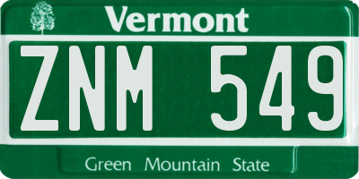 VT license plate ZNM549