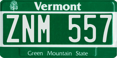VT license plate ZNM557